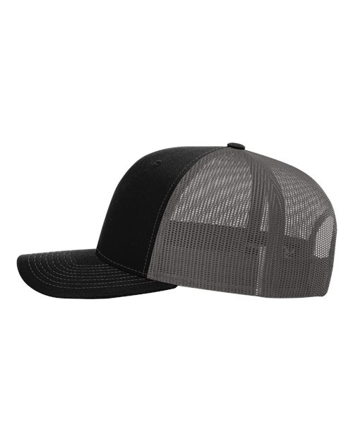 Black and gray mesh cap on a white background, richardson 112.