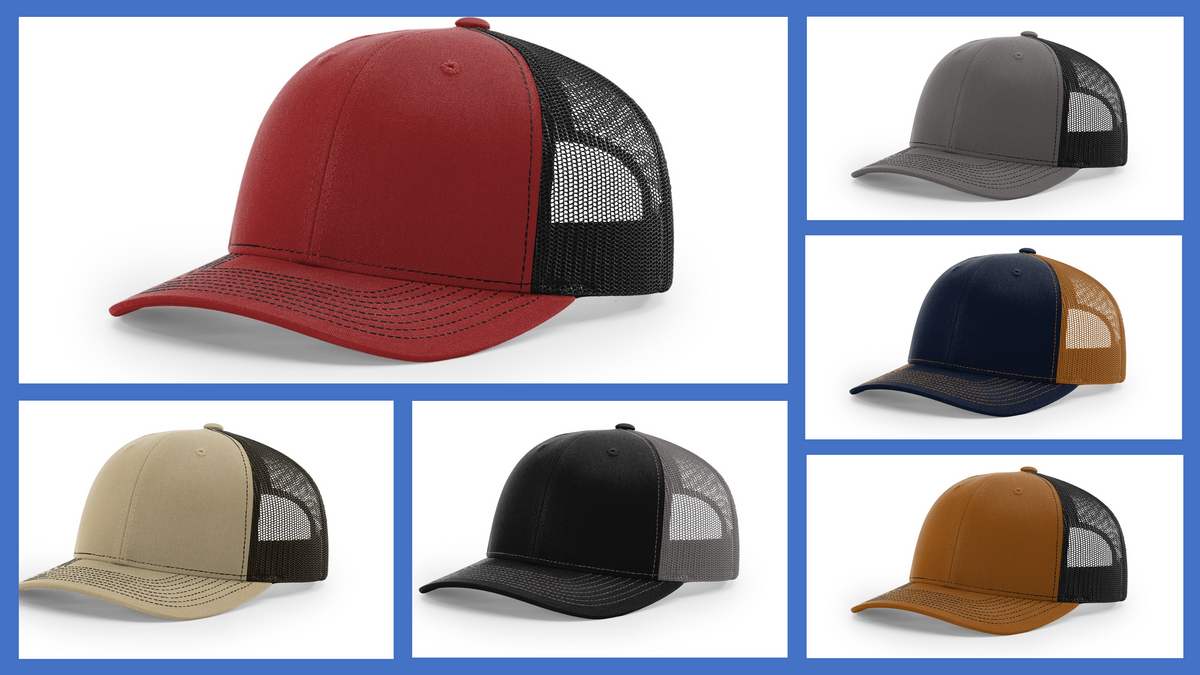 Richardson 112 Hats with Custom Laser Engraved Leatherette Patches