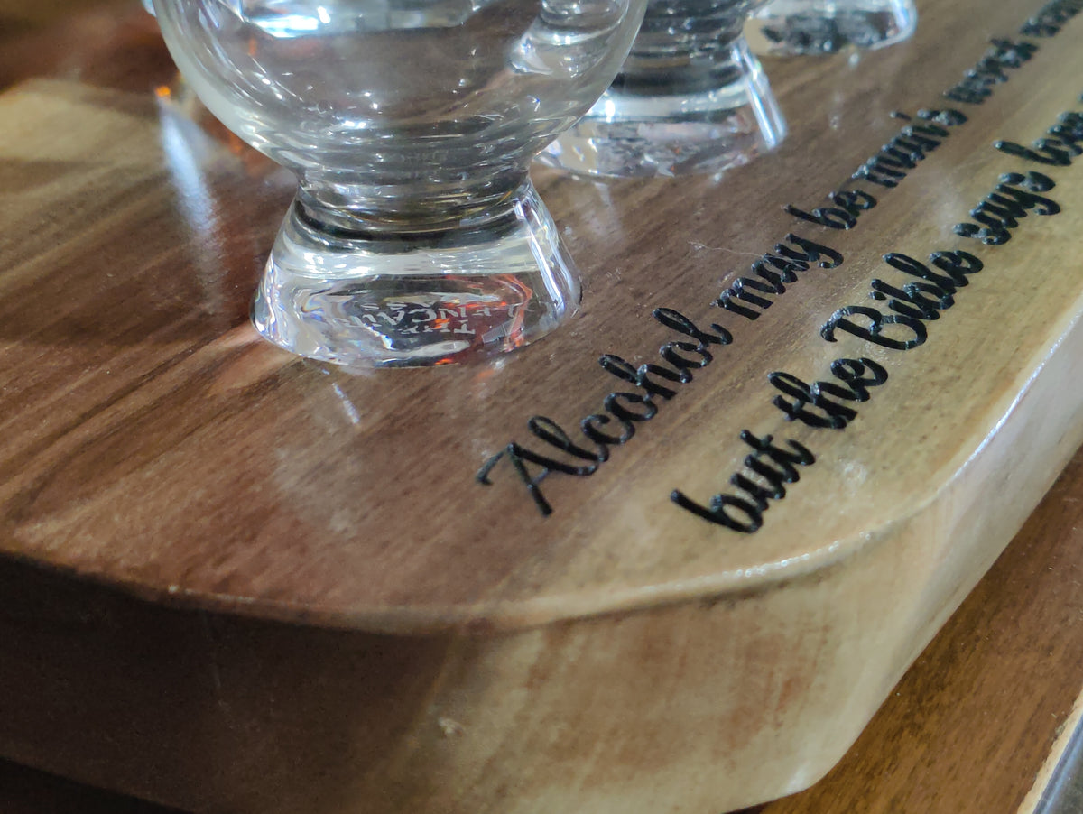 Black Walnut Whiskey Flight Set & Bottle Display | Handmade Bourbon Tasting Board