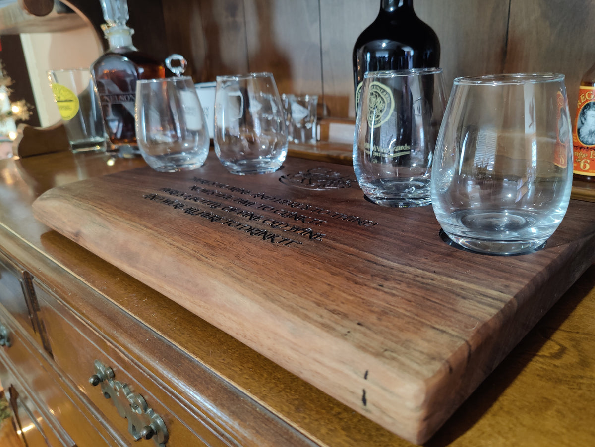 Live Edge Black Walnut Wine Tasting and Charcuterie Tray