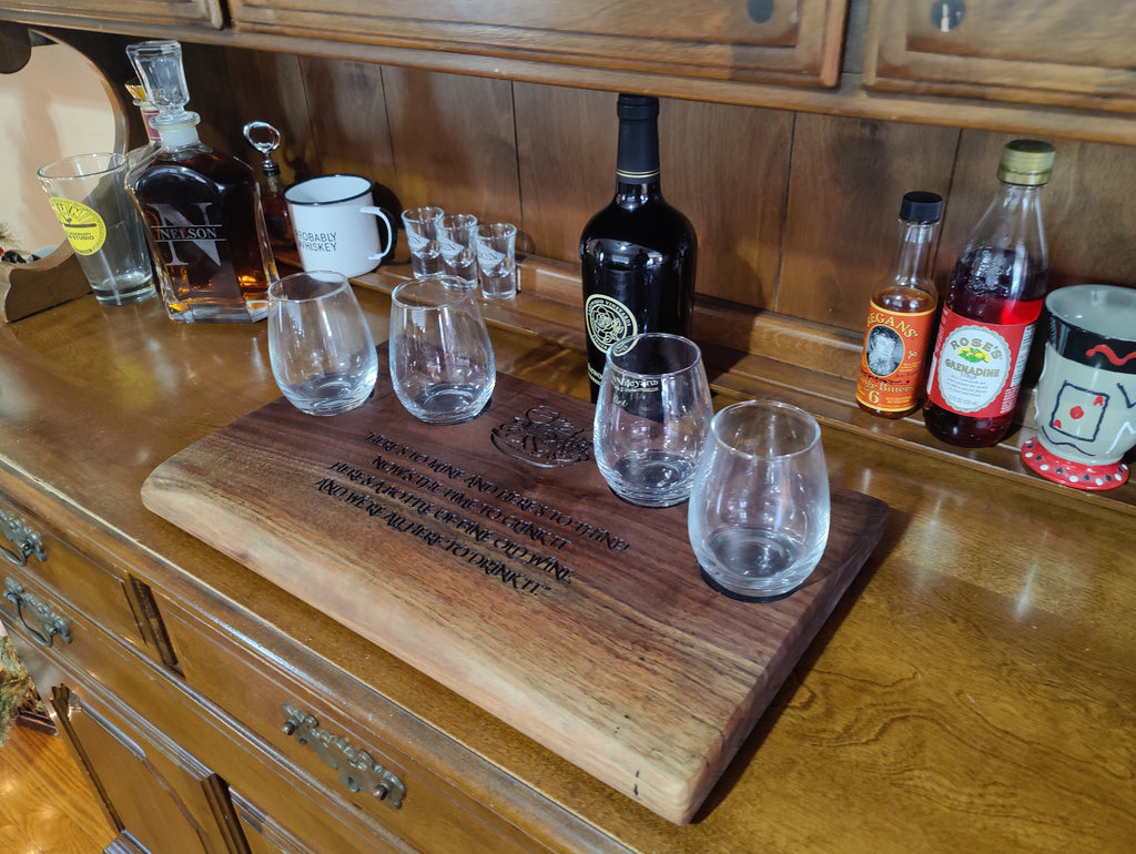 Live Edge Black Walnut Wine Tasting and Charcuterie Tray