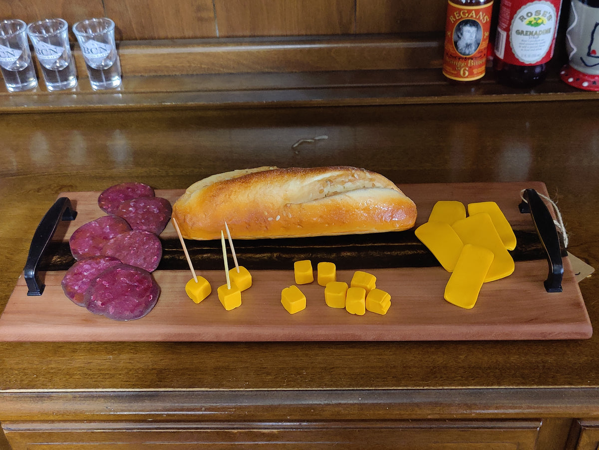 Resin River Charcuterie Tray made from Beautiful Black Pear and Copper Resin - Table Centerpiece