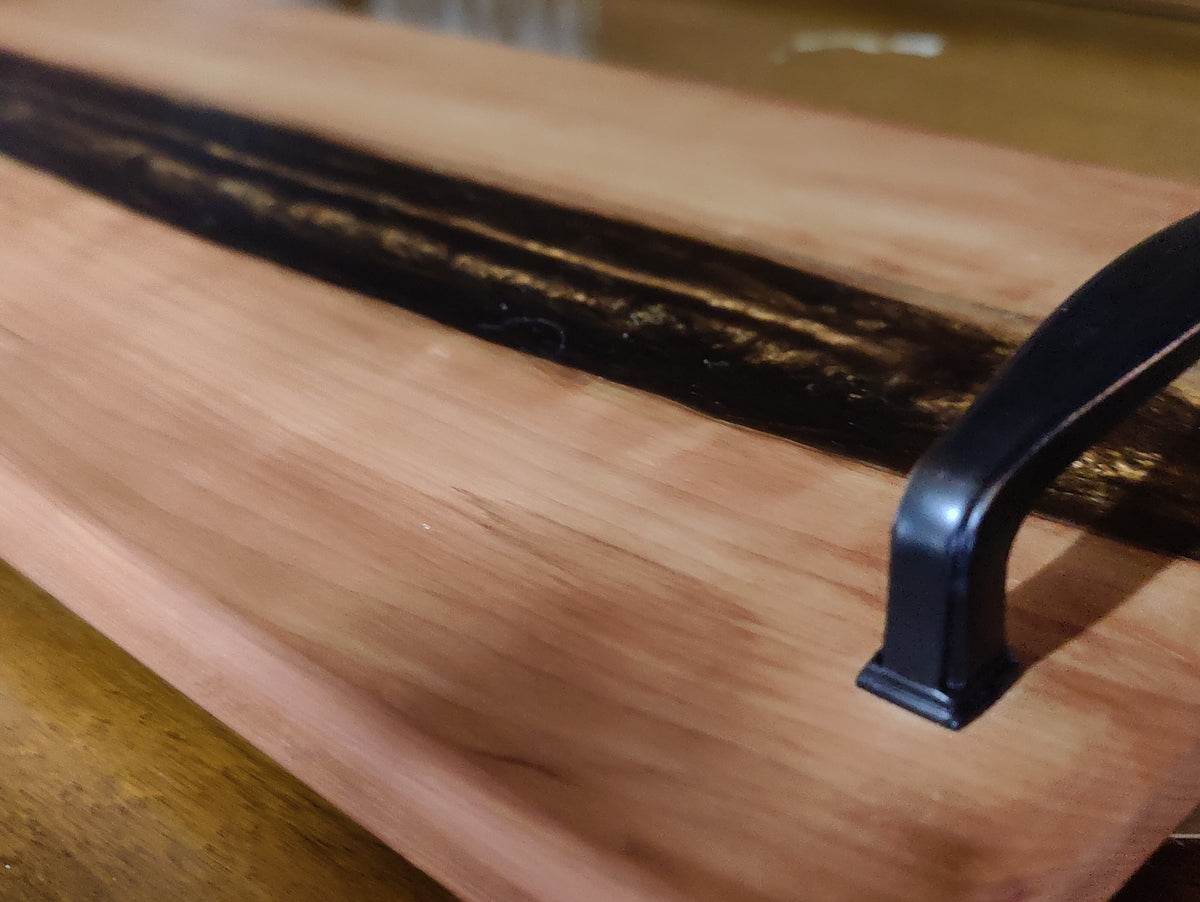 Resin River Charcuterie Tray made from Beautiful Black Pear and Copper Resin - Table Centerpiece