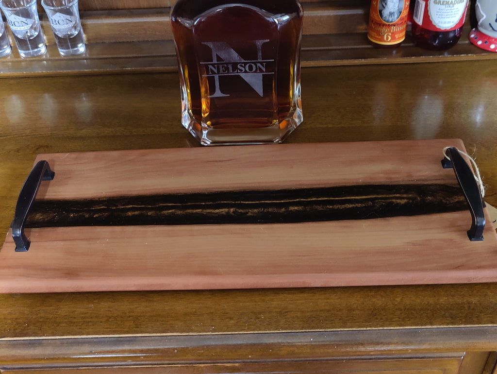 Resin River Charcuterie Tray made from Beautiful Black Pear and Copper Resin - Table Centerpiece