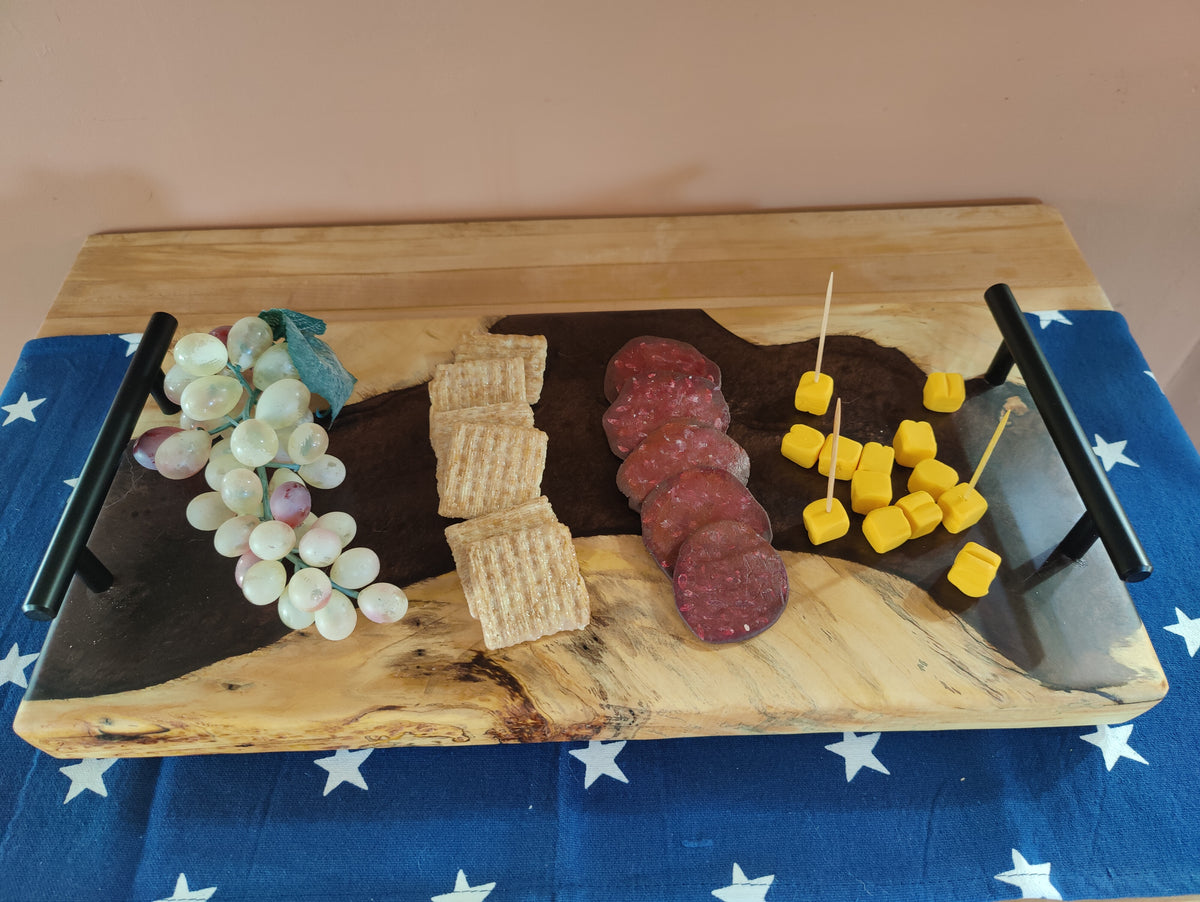 Live Edge River Tray, Unique Flowing Copper River - Table Centerpiece