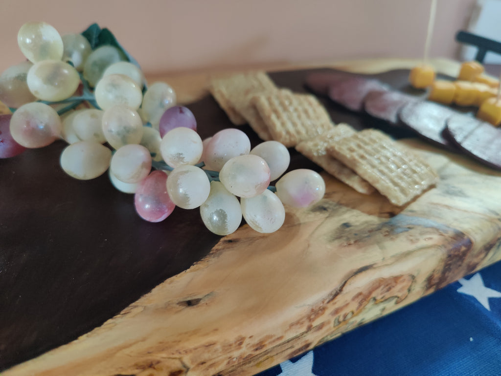 Live Edge River Tray, Unique Flowing Copper River - Table Centerpiece