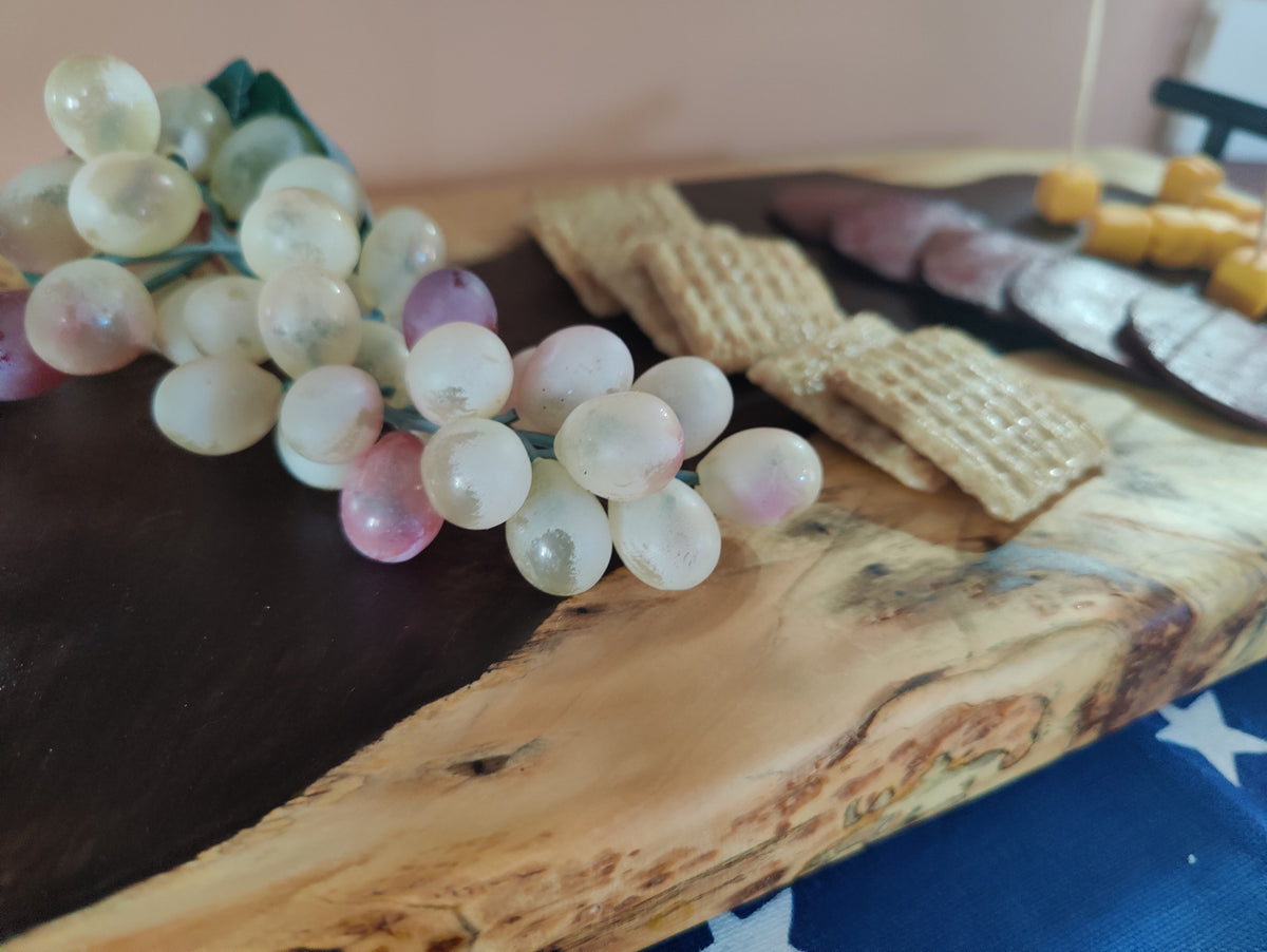 Live Edge River Tray, Unique Flowing Copper River - Table Centerpiece