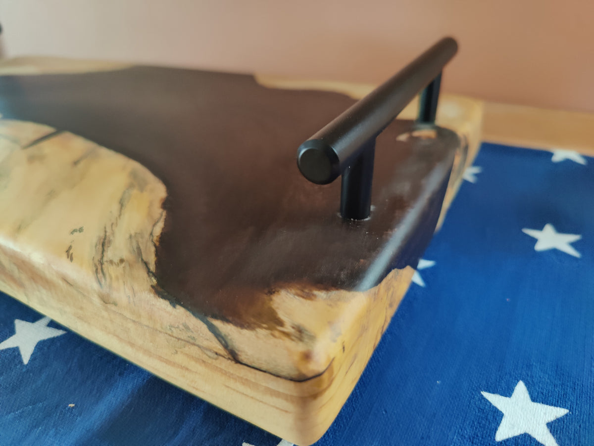 Live Edge River Tray, Unique Flowing Copper River - Table Centerpiece
