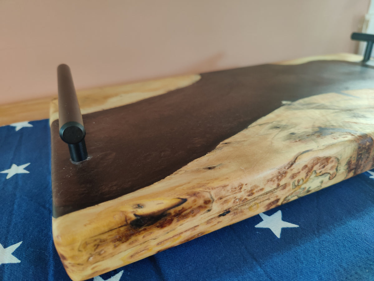 Live Edge River Tray, Unique Flowing Copper River - Table Centerpiece