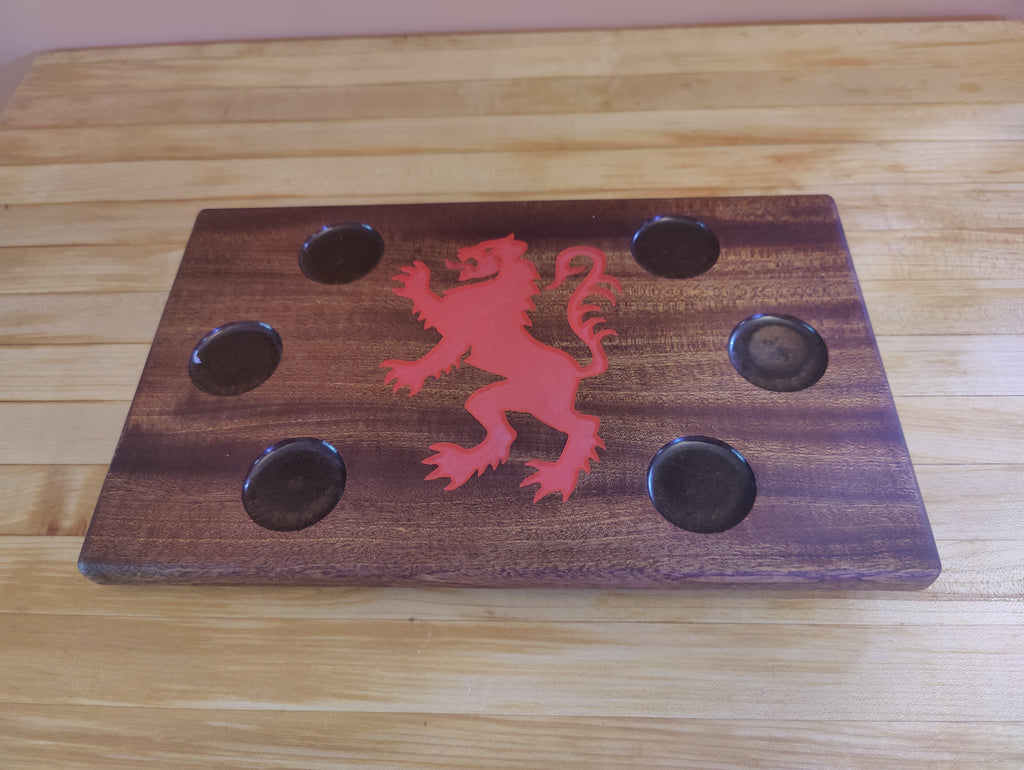 Engraved Rampant Lion Tasting Flight, sized for Shot Glasses