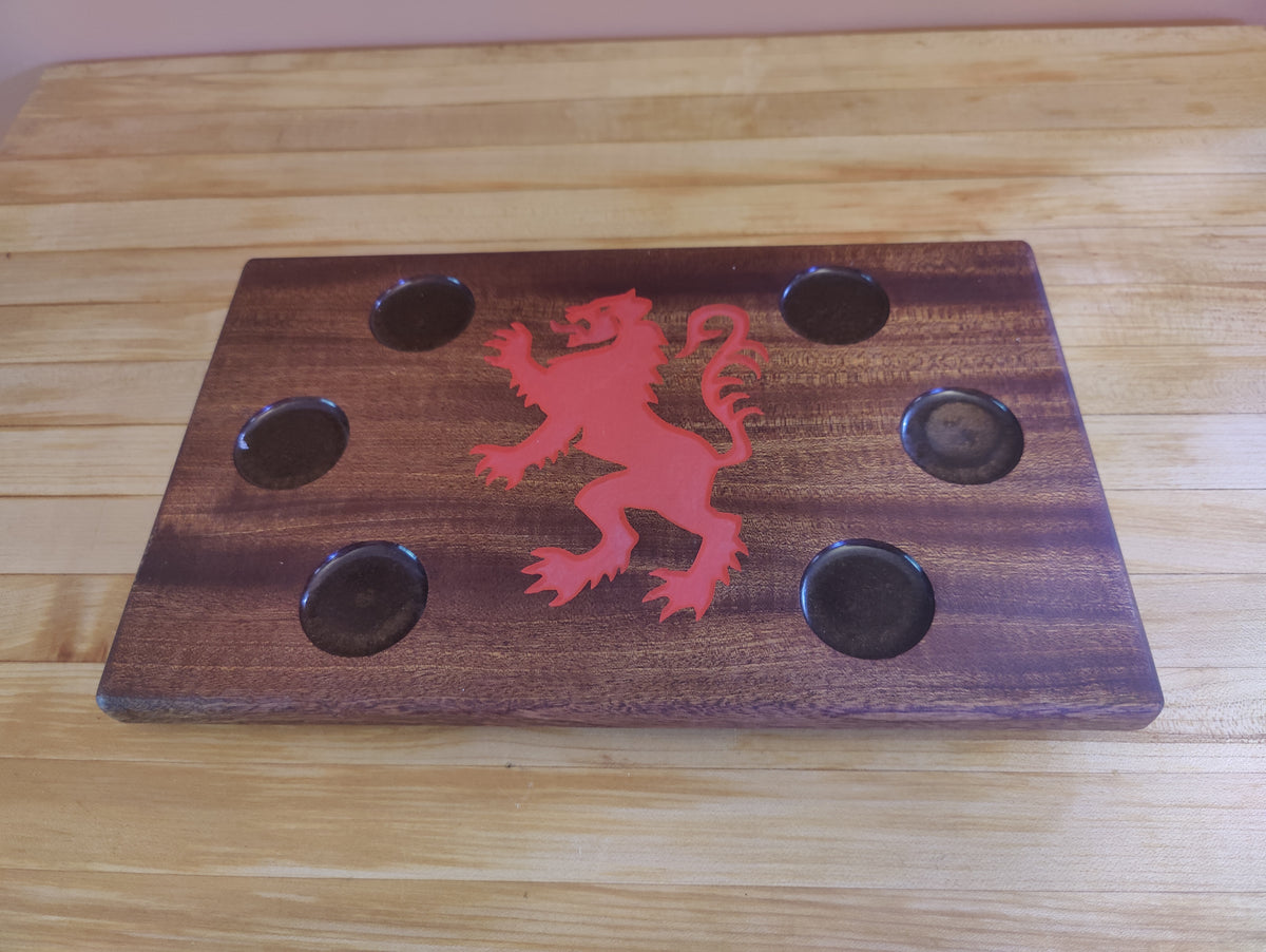 Engraved Rampant Lion Tasting Flight, sized for Shot Glasses