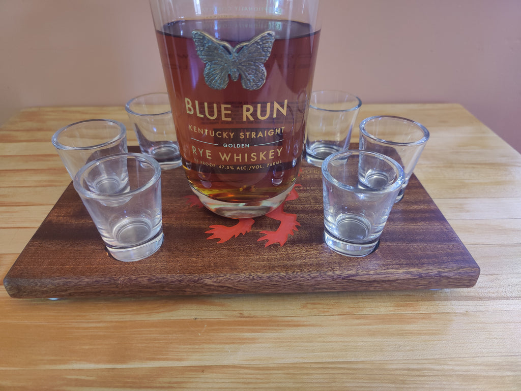 Engraved Rampant Lion Tasting Flight, sized for Shot Glasses