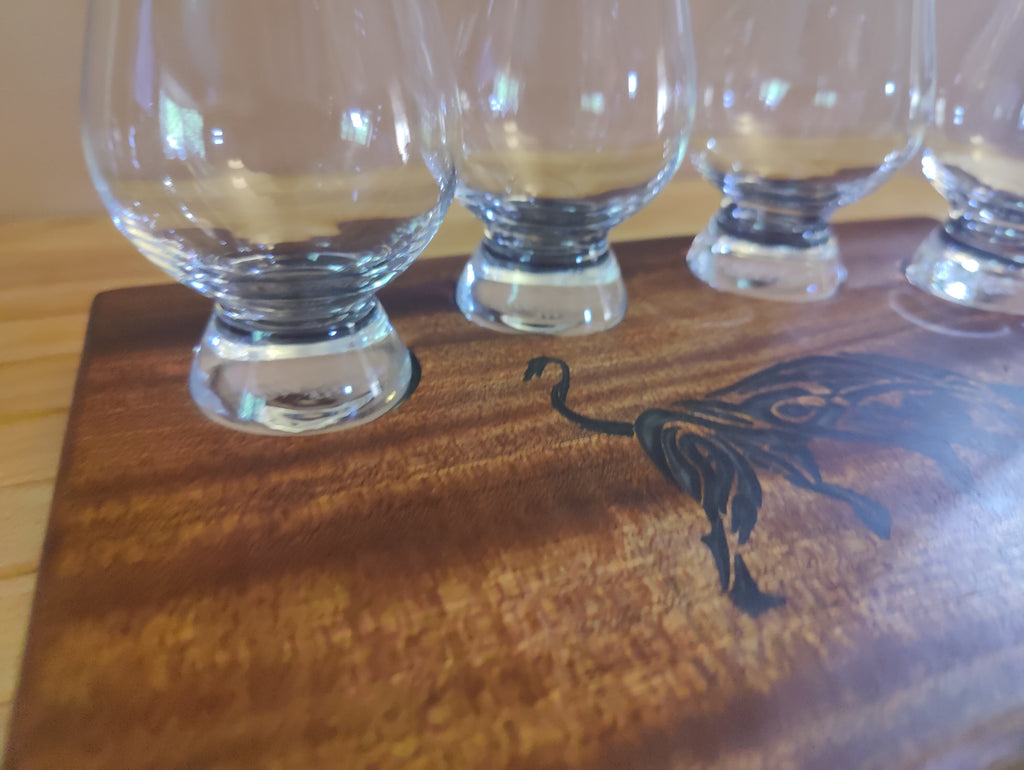 Engraved Celtic Bull Whisky Tasting Flight, sized for Glencairn Glasses
