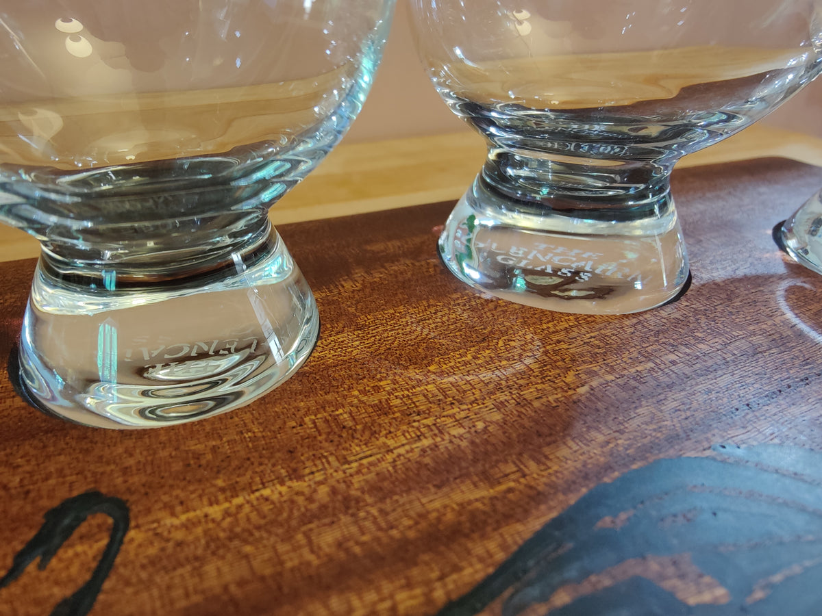 Engraved Celtic Bull Whisky Tasting Flight, sized for Glencairn Glasses