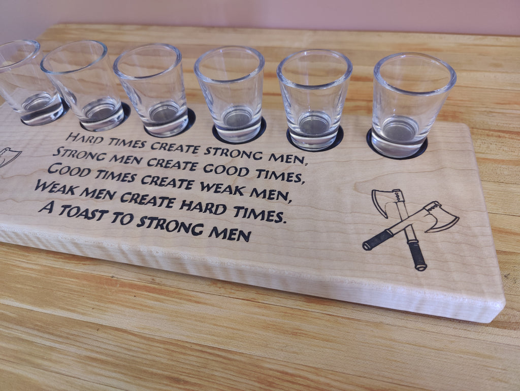 Scotch, Whisky, Tequilla, or Vodka Tasting Flight sized for Shot Glasses with a great inspirational engraving