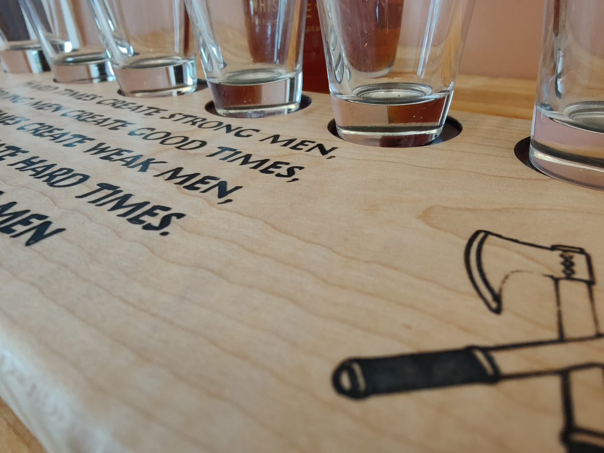 Scotch, Whisky, Tequilla, or Vodka Tasting Flight sized for Shot Glasses with a great inspirational engraving