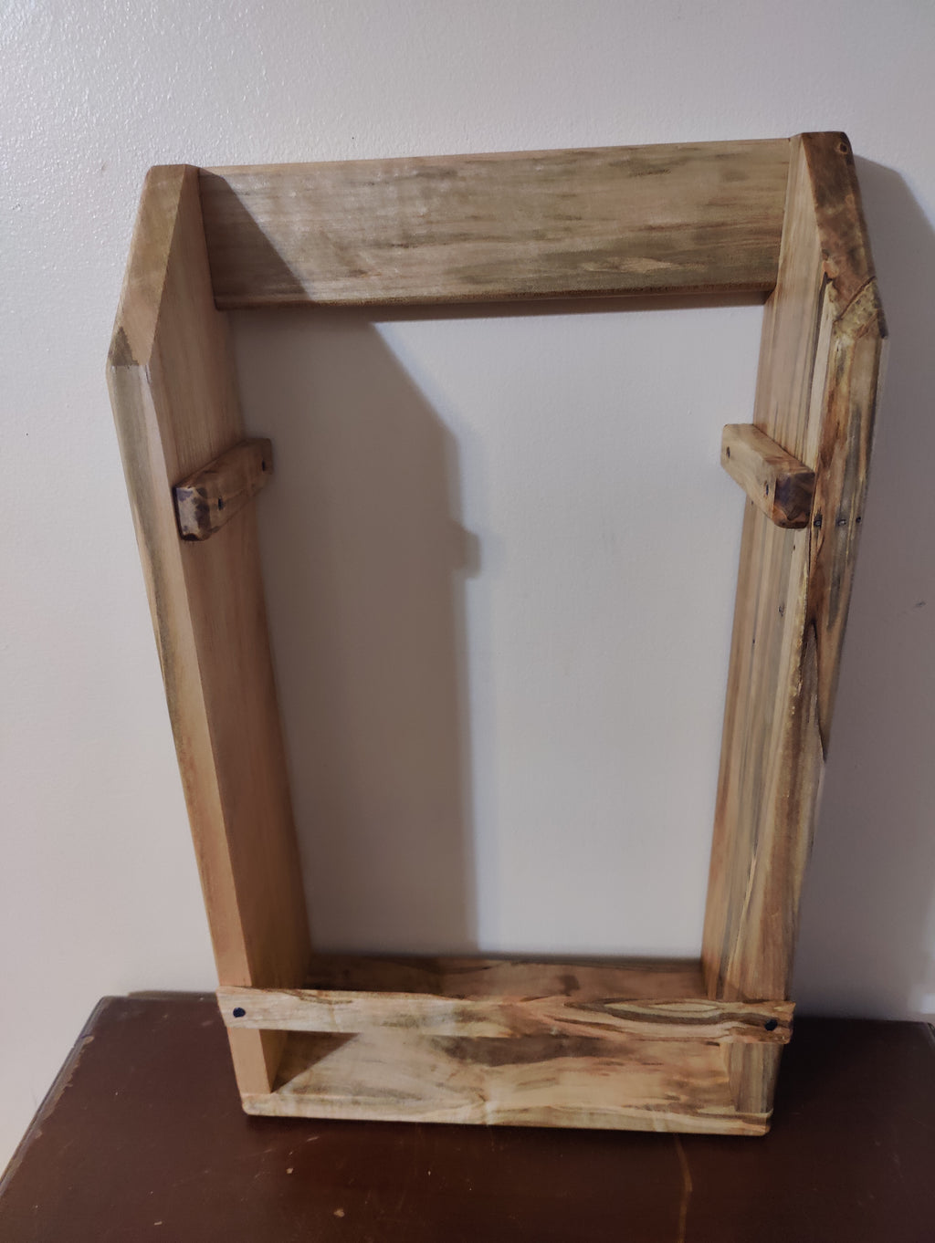 Wall Mounted Bar Shelf, Whiskey Tasting Flight, Glencairn and Barbary Glass Holder, Solid Wormy Maple Liquor Cabinet