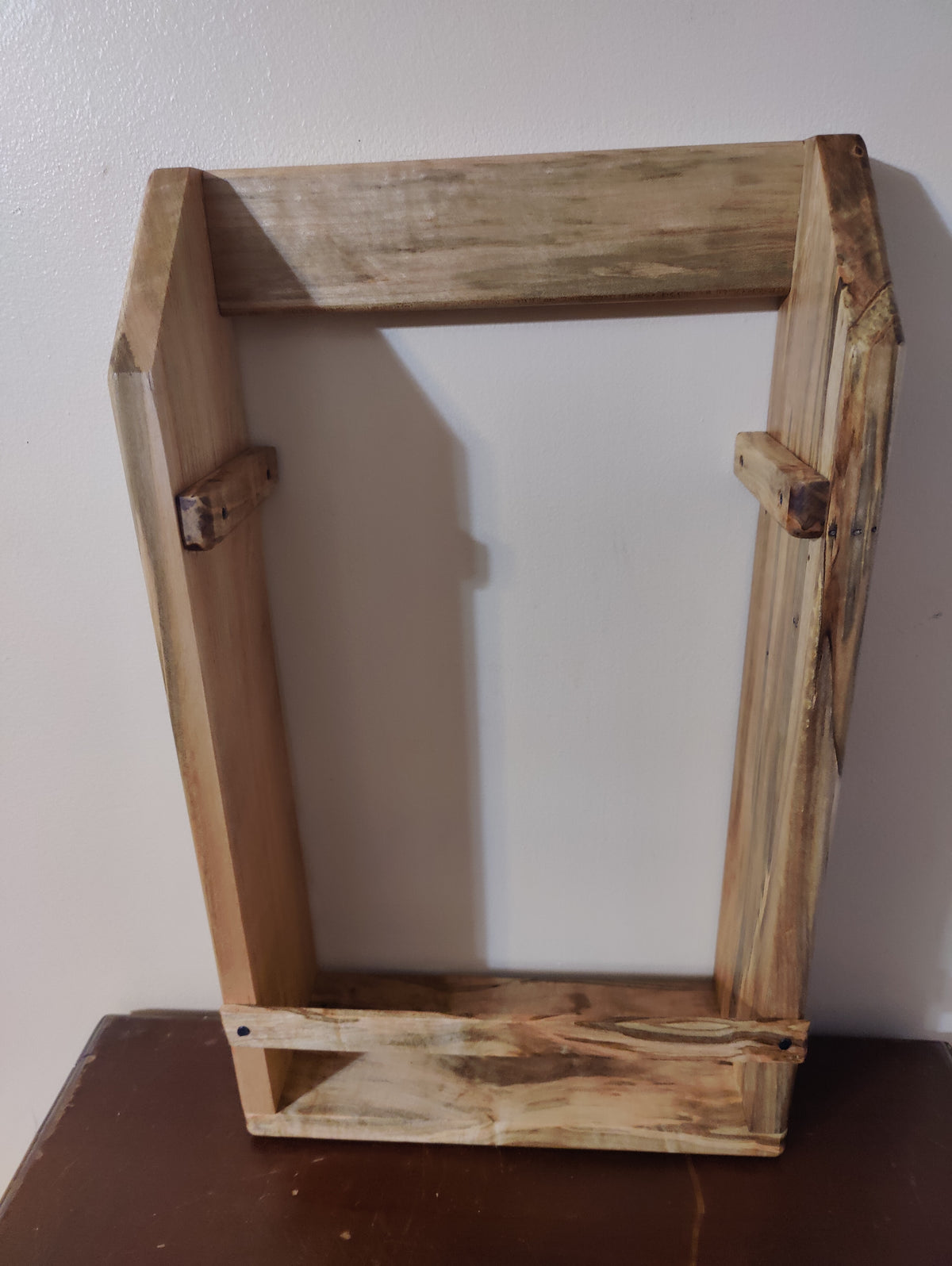 Wall Mounted Bar Shelf, Whiskey Tasting Flight, Glencairn and Barbary Glass Holder, Solid Wormy Maple Liquor Cabinet