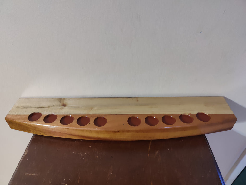 Handcrafted Bow Front Shot Glass  Bottle Display Shelf Holds 10 Glasses  5 Bottles Made from Hawaiian Koa