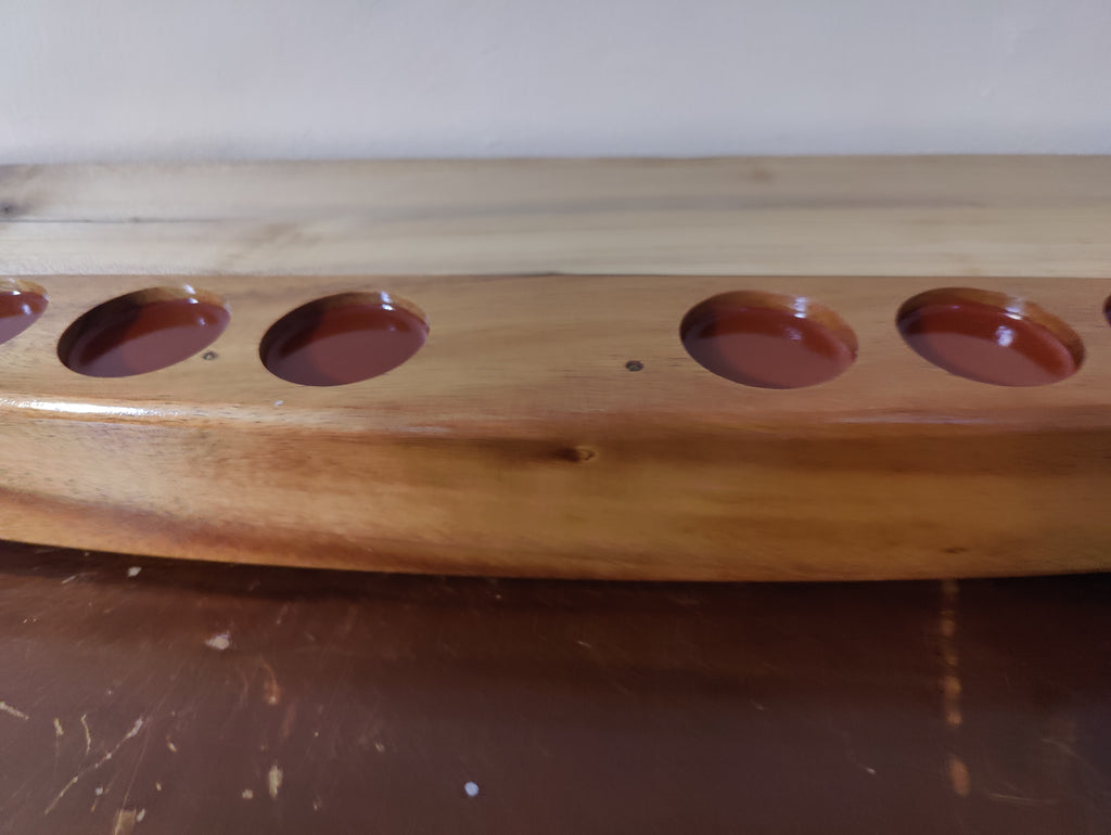 Handcrafted Bow Front Shot Glass  Bottle Display Shelf Holds 10 Glasses  5 Bottles Made from Hawaiian Koa