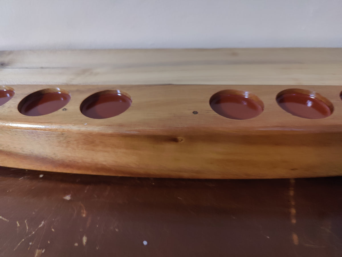 Handcrafted Bow Front Shot Glass  Bottle Display Shelf Holds 10 Glasses  5 Bottles Made from Hawaiian Koa