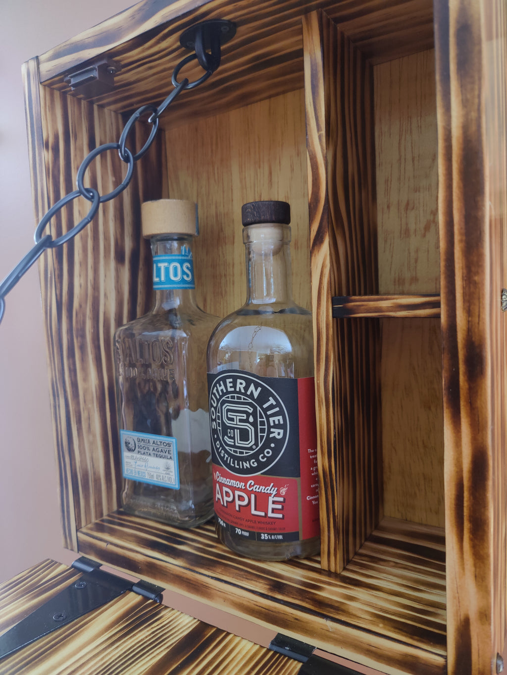Custom Murphy Bar Liquor Cabinet - Wall Mounted Fold Out - Personalized Engraving - Perfect for Small Spaces Man Caves and Pool Rooms