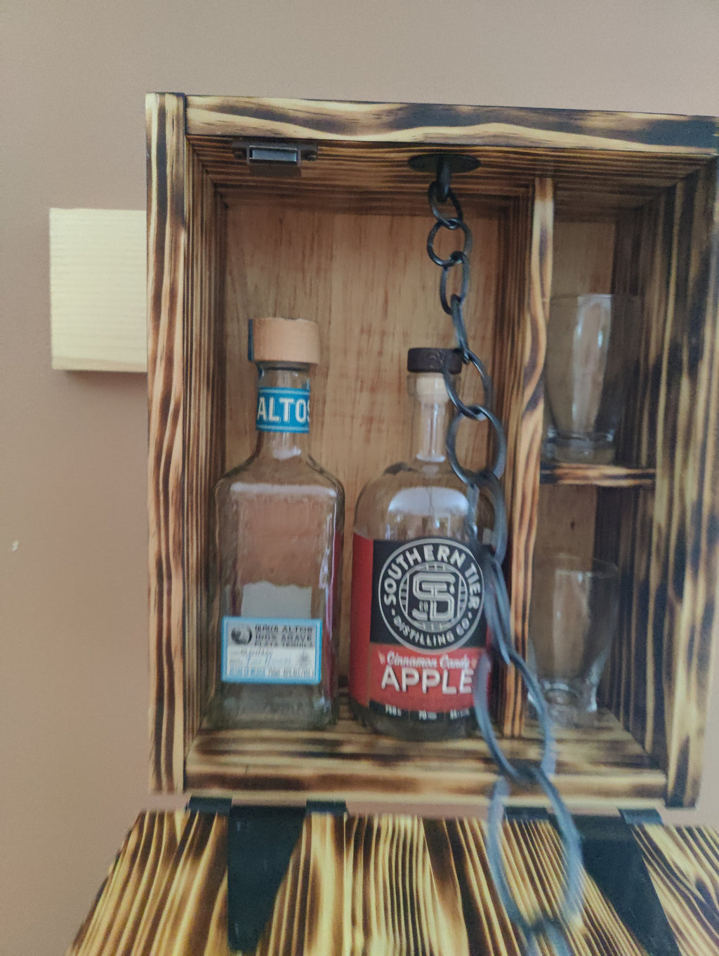 Custom Murphy Bar Liquor Cabinet - Wall Mounted Fold Out - Personalized Engraving - Perfect for Small Spaces Man Caves and Pool Rooms