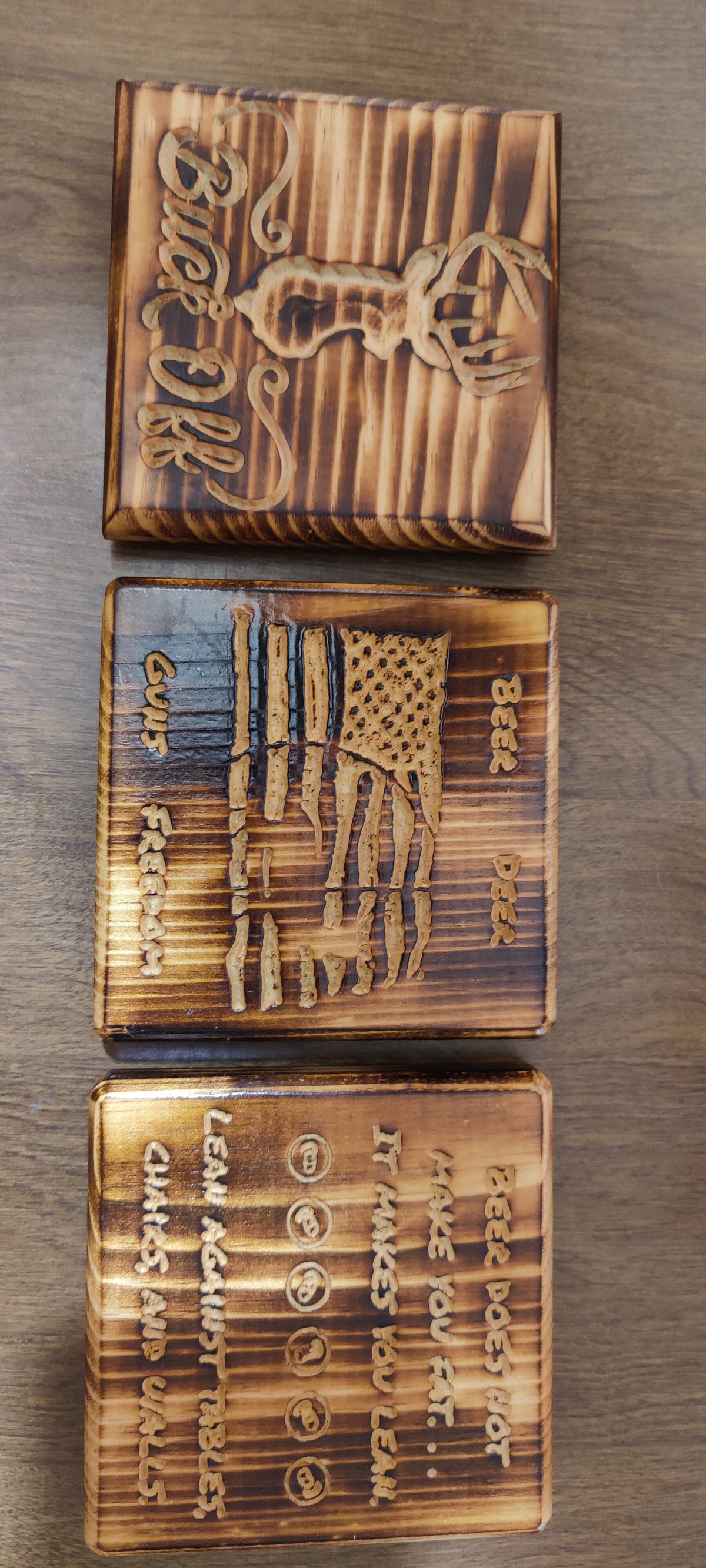 Wooden Engraved Coaster with Built-In Bottle Opener – Unique Gift for Beer Lovers & Home Bars