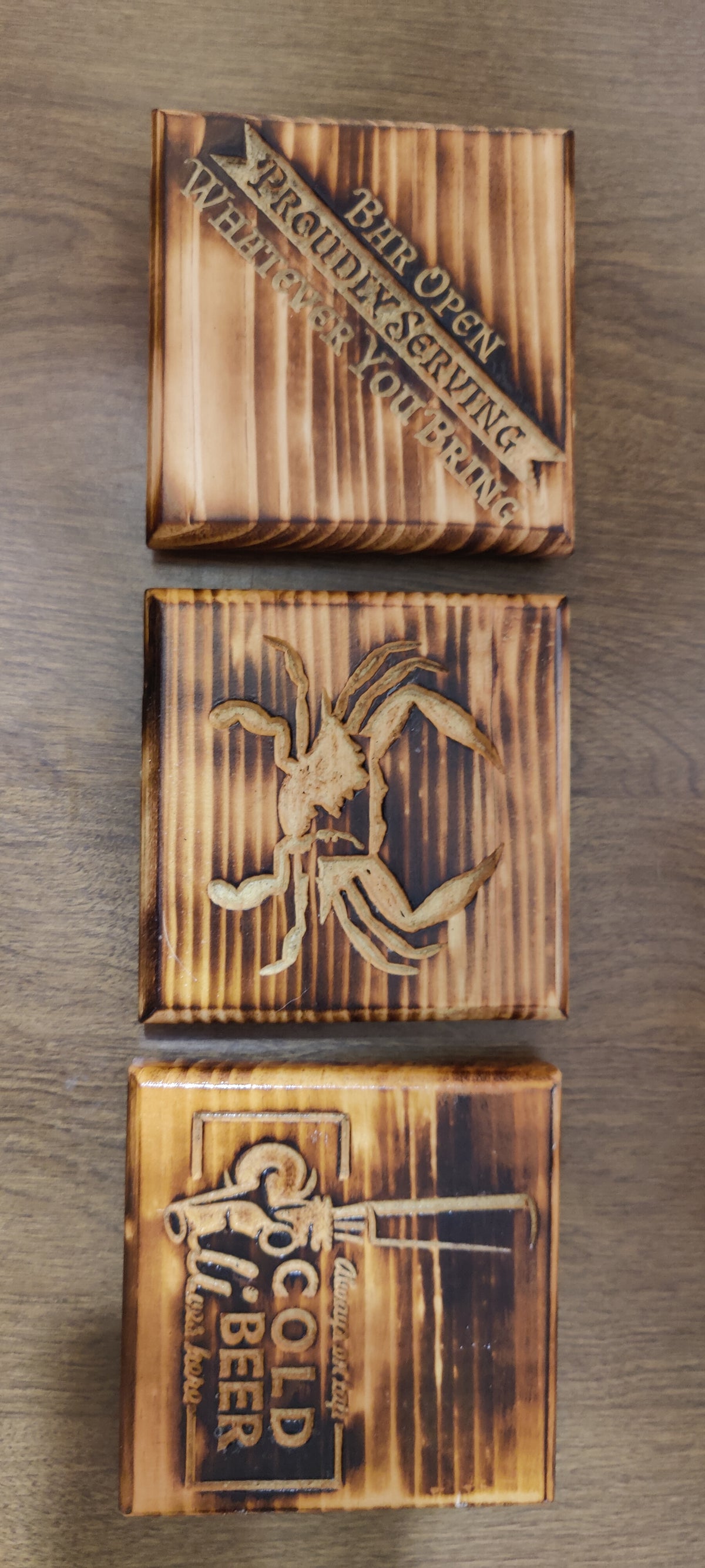Wooden Engraved Coaster with Built-In Bottle Opener – Unique Gift for Beer Lovers & Home Bars