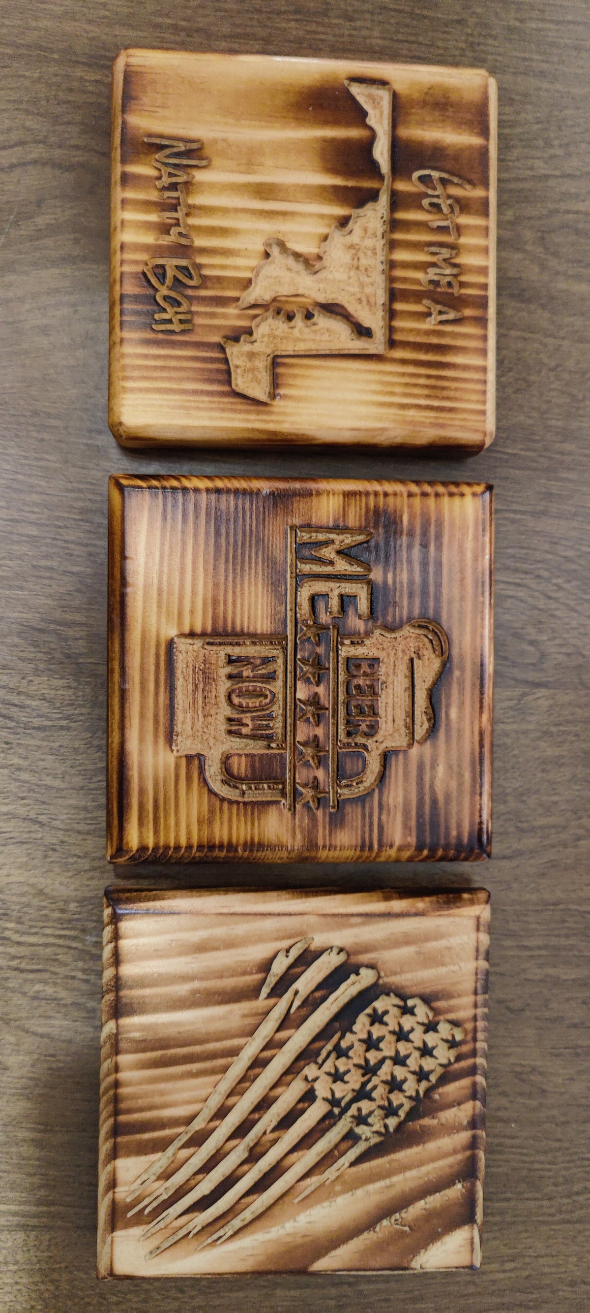 Wooden Engraved Coaster with Built-In Bottle Opener – Unique Gift for Beer Lovers & Home Bars