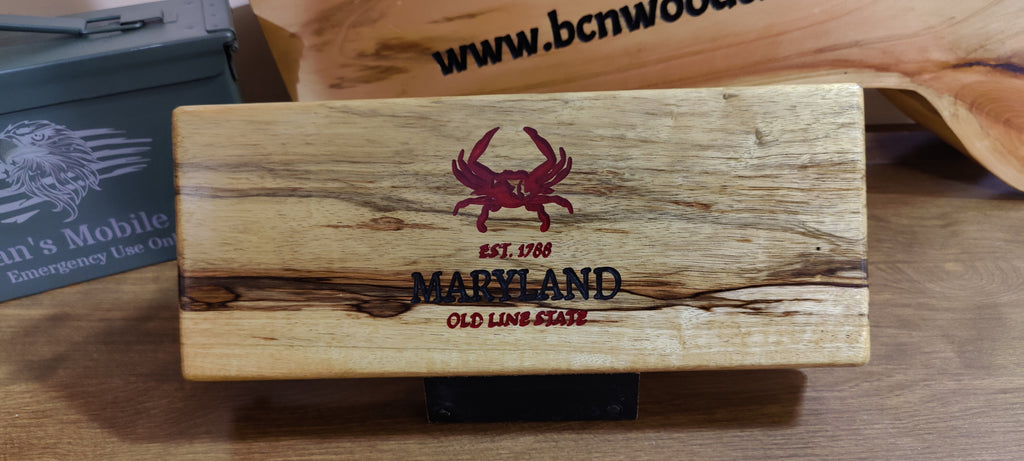 Maryland Crab Charcuterie Tray made from Black Limba - Table Centerpiece