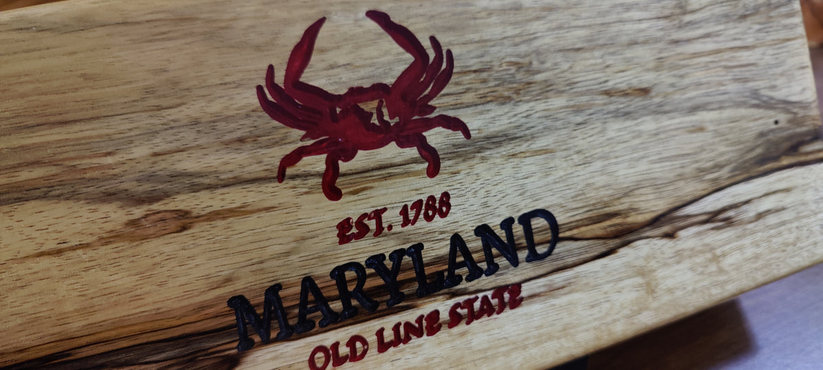 Maryland Crab Charcuterie Tray made from Black Limba - Table Centerpiece