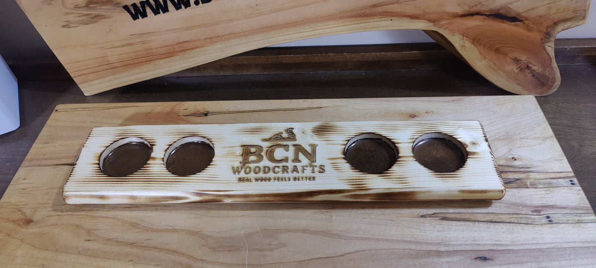 Custom Pine Beer/Whiskey Tasting Flight, Custom Engraving