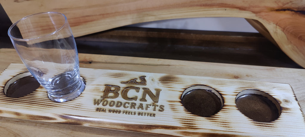 Custom Pine Beer/Whiskey Tasting Flight, Custom Engraving