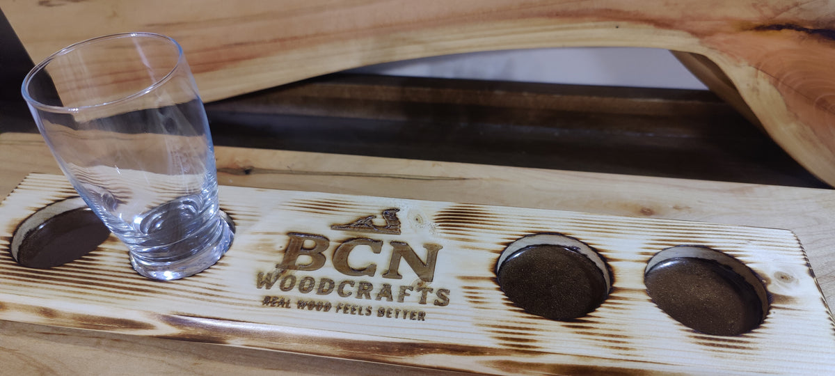Custom Pine Beer/Whiskey Tasting Flight, Custom Engraving