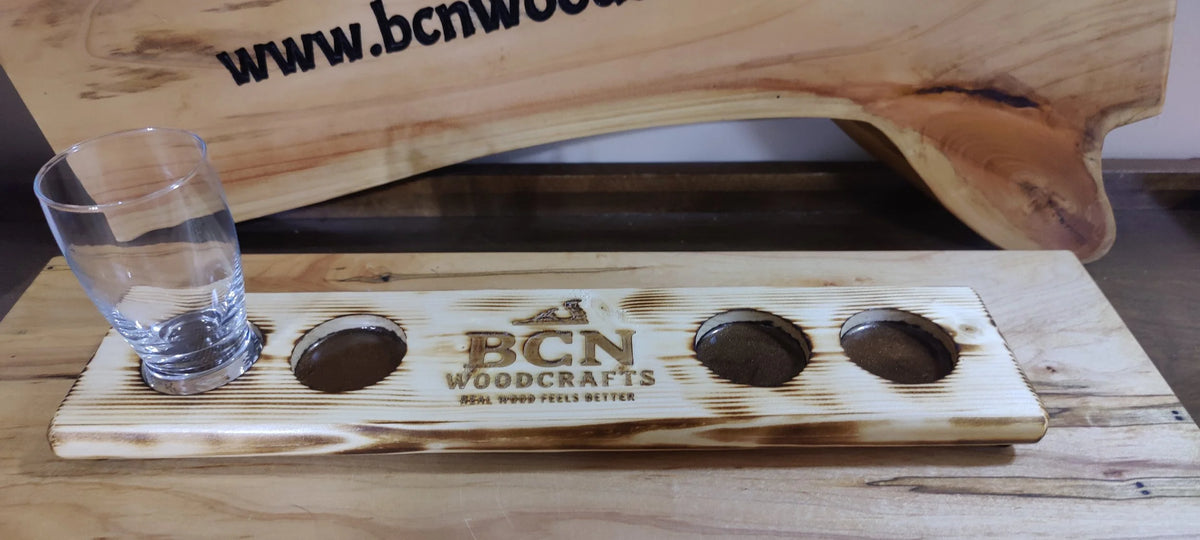 Custom Pine Beer/Whiskey Tasting Flight, Custom Engraving