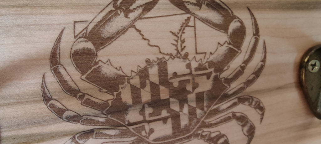 Handcrafted Wooden Coat Rack with Crab Design