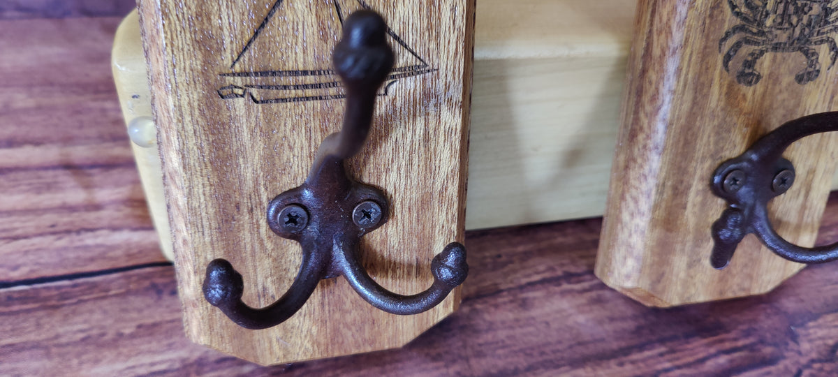Handcrafted Mahogany Wall-Mounted Coat Hooks with Maryland Design