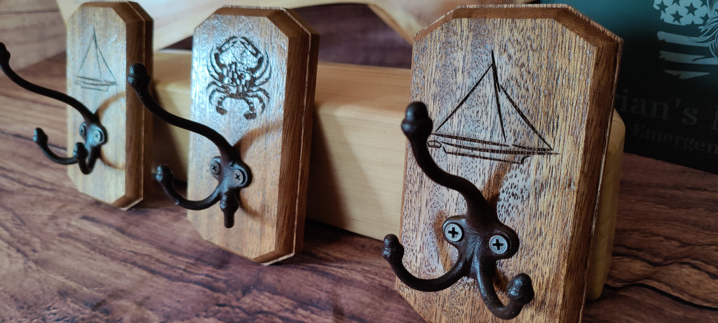 Handcrafted Mahogany Wall-Mounted Coat Hooks with Maryland Design