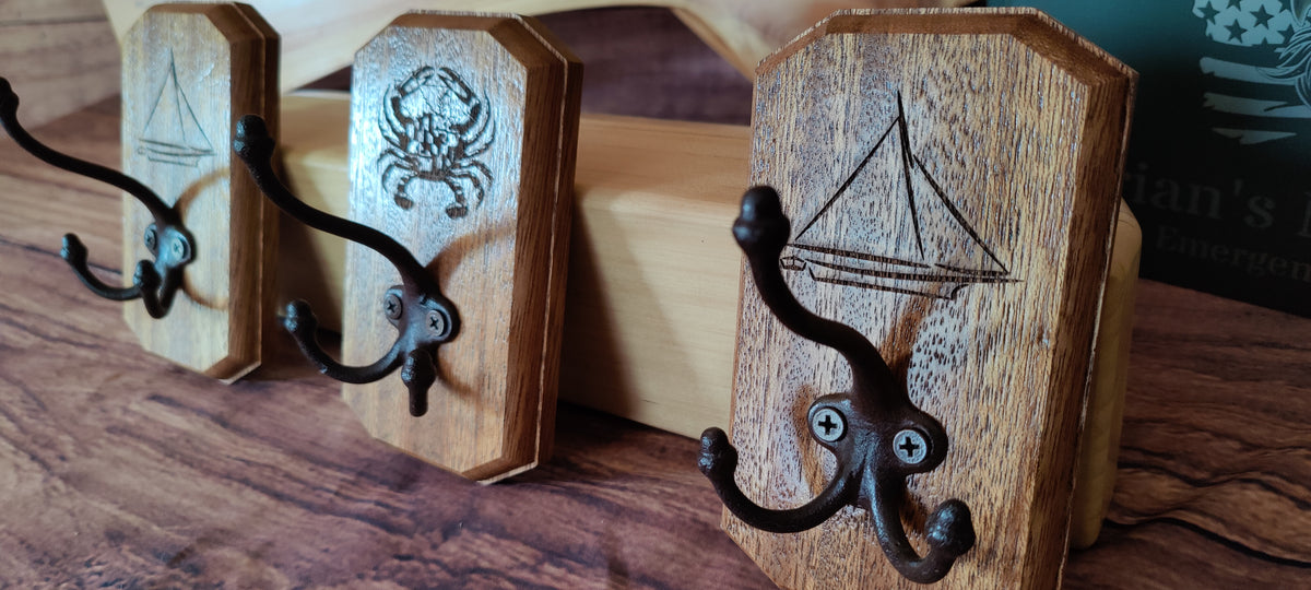 Handcrafted Mahogany Wall-Mounted Coat Hooks with Maryland Design