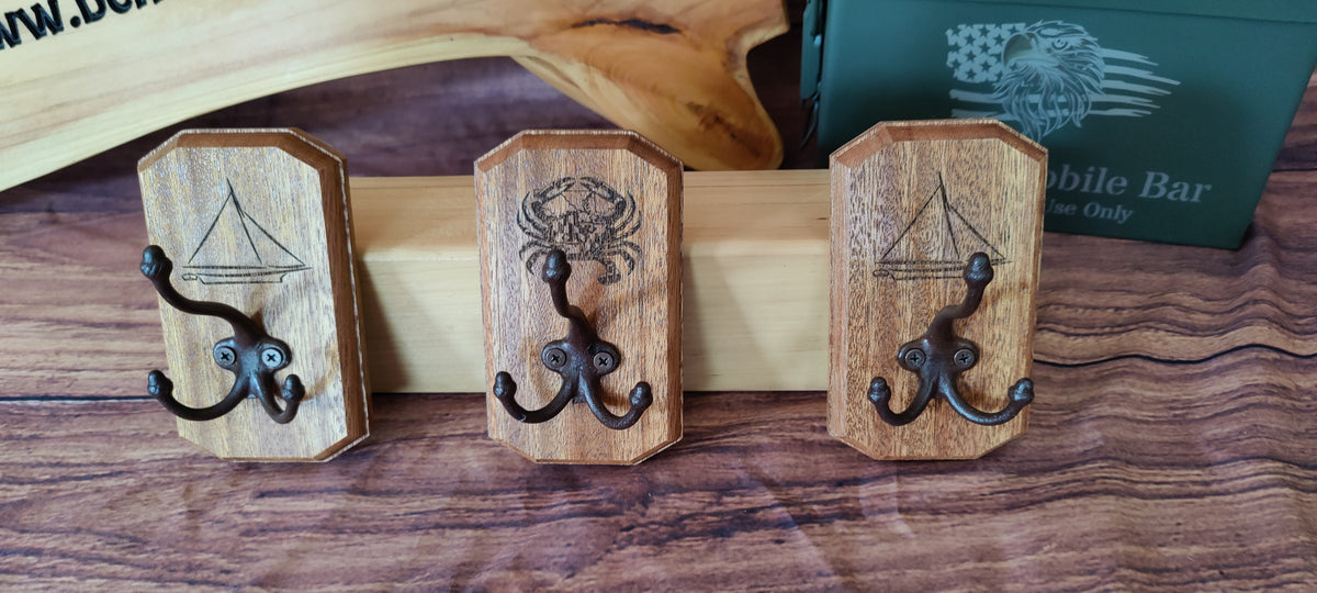 Handcrafted Mahogany Wall-Mounted Coat Hooks with Maryland Design
