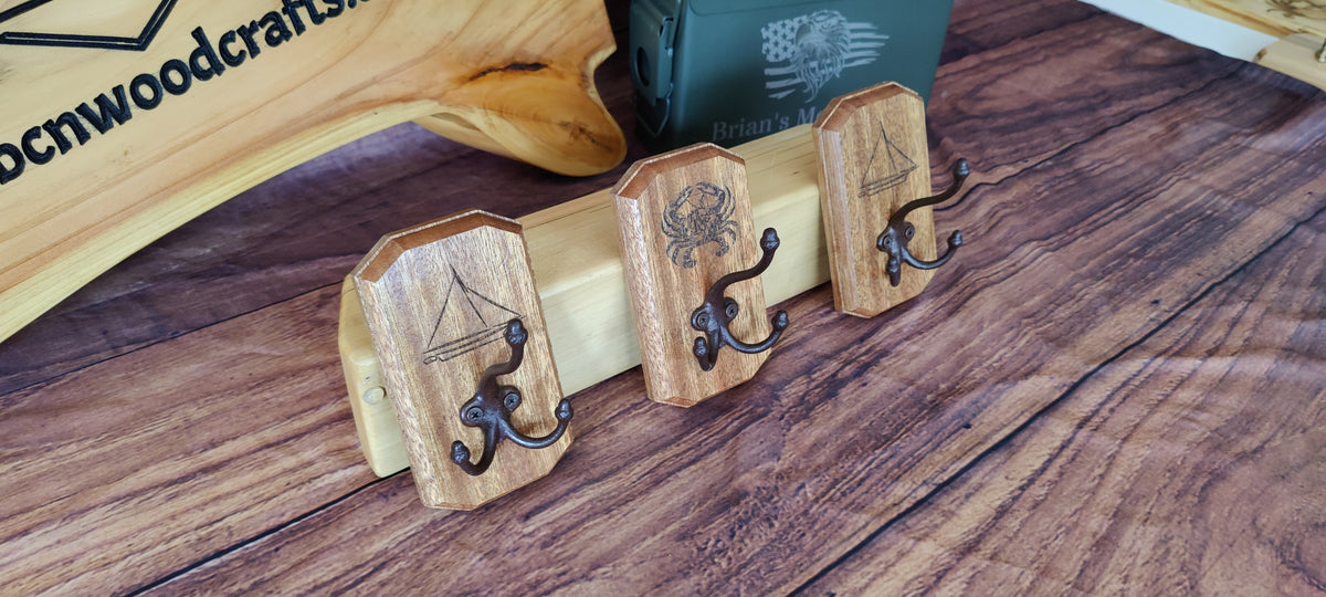 Handcrafted Mahogany Wall-Mounted Coat Hooks with Maryland Design