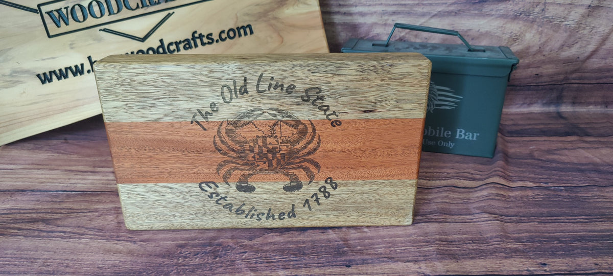 Handcrafted Honduran Mahogany & Black Limba Table Centerpiece or Charcuterie Tray with Maryland Design