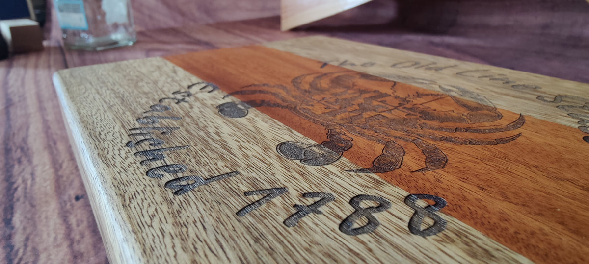 Handcrafted Honduran Mahogany & Black Limba Table Centerpiece or Charcuterie Tray with Maryland Design