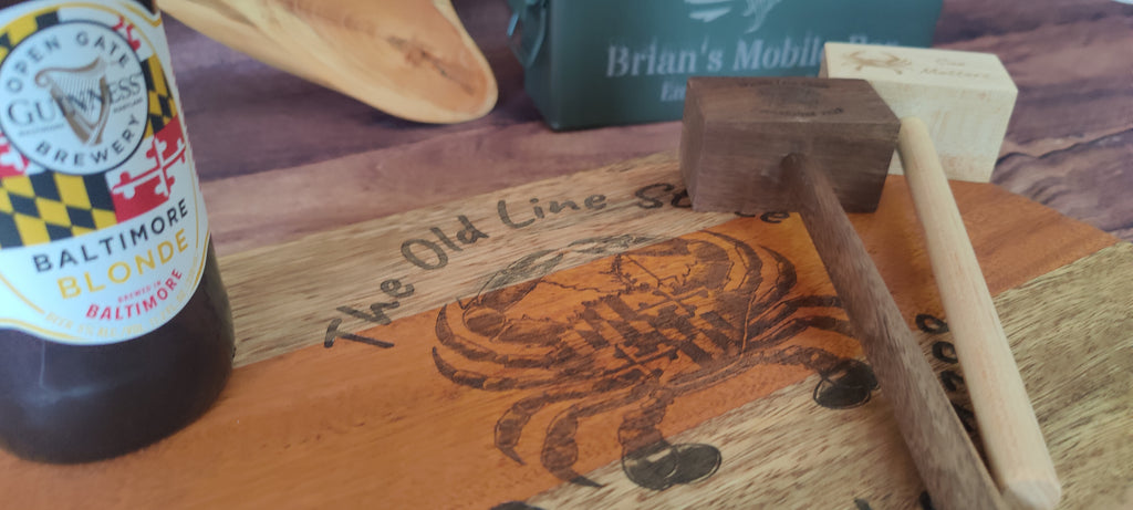 Handcrafted Honduran Mahogany & Black Limba Table Centerpiece or Charcuterie Tray with Maryland Design