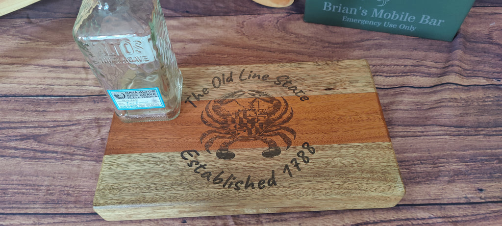 Handcrafted Honduran Mahogany & Black Limba Table Centerpiece or Charcuterie Tray with Maryland Design