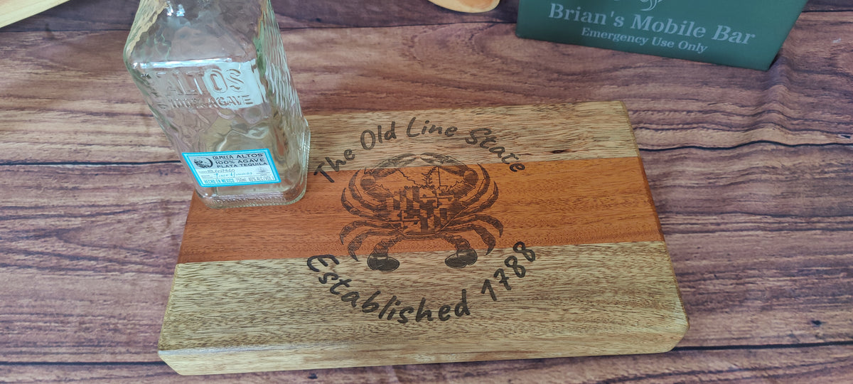 Handcrafted Honduran Mahogany & Black Limba Table Centerpiece or Charcuterie Tray with Maryland Design