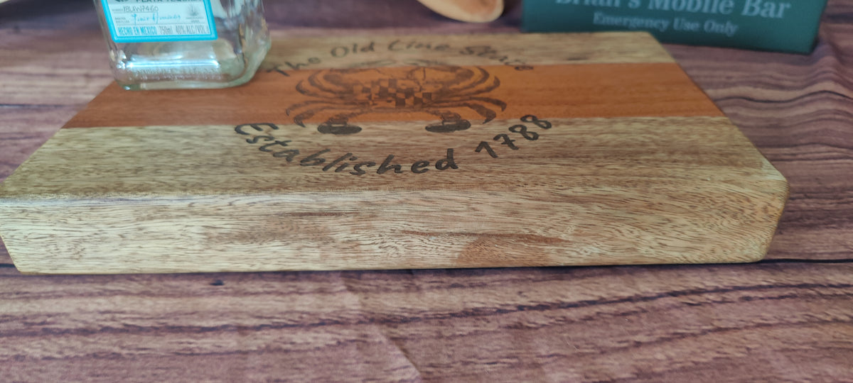 Handcrafted Honduran Mahogany & Black Limba Table Centerpiece or Charcuterie Tray with Maryland Design