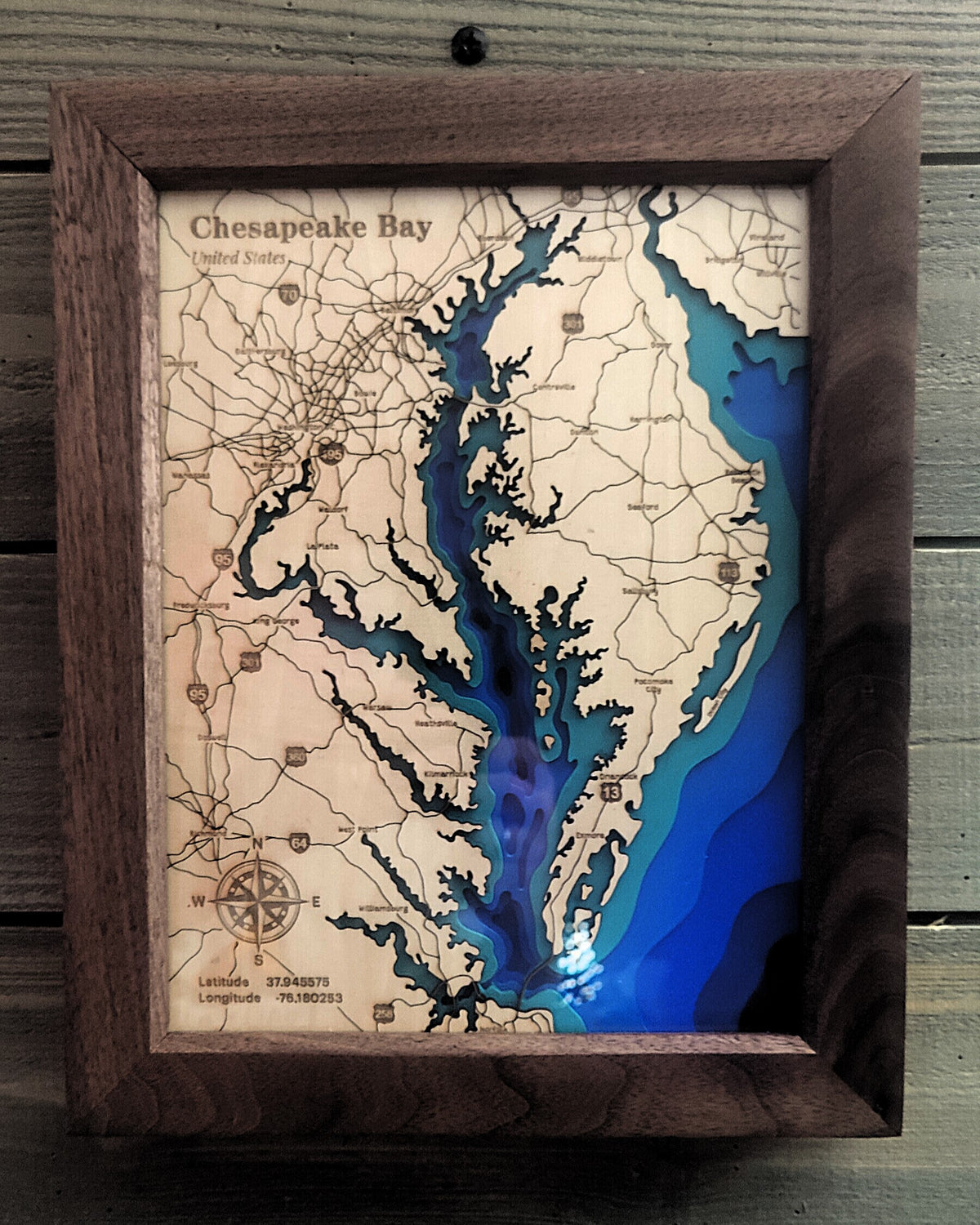 Layered Wooden Lake Map Art | Custom Engraved Coastal Wall Decor