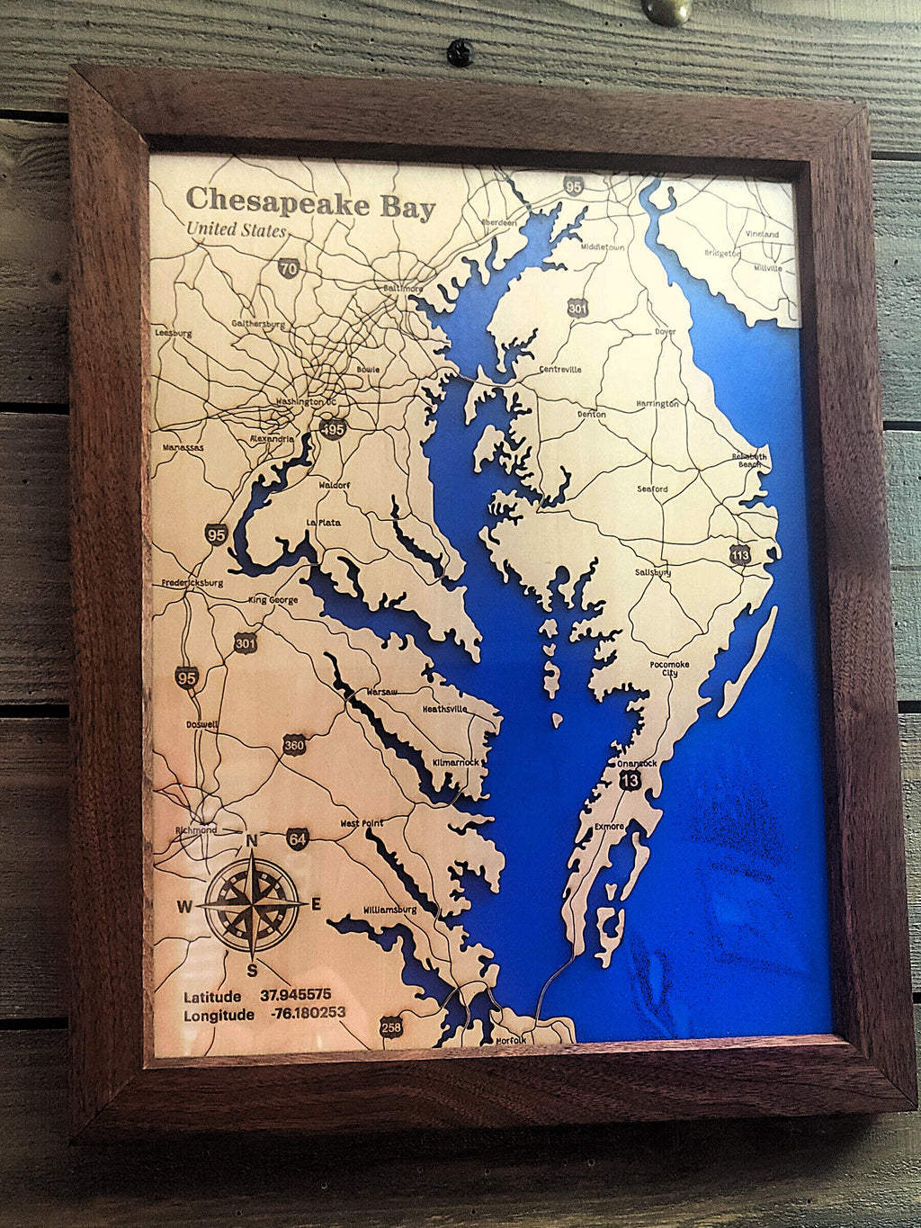 Layered Wooden Lake Map Art | Custom Engraved Coastal Wall Decor